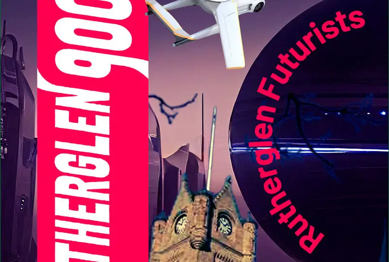 Rutherglen futurists collage with futuristic imagery